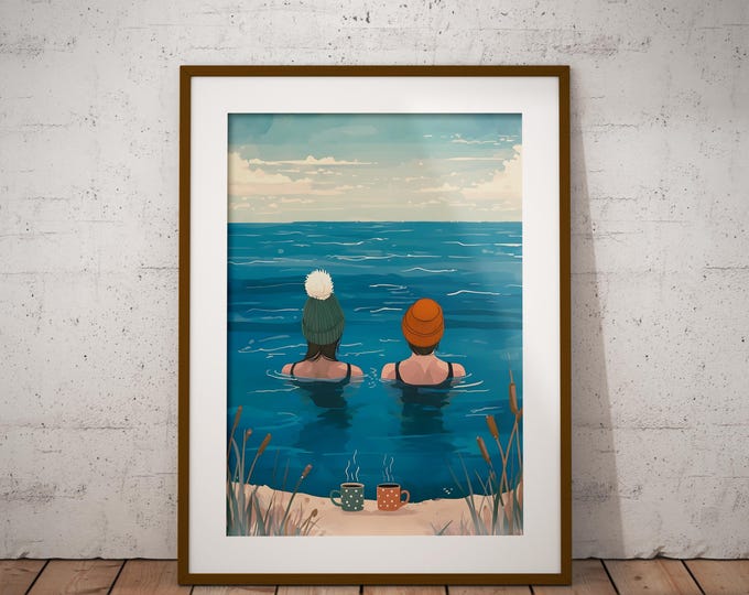 Lake Life Decor, Wild Swimming Print, Swimmer Gift