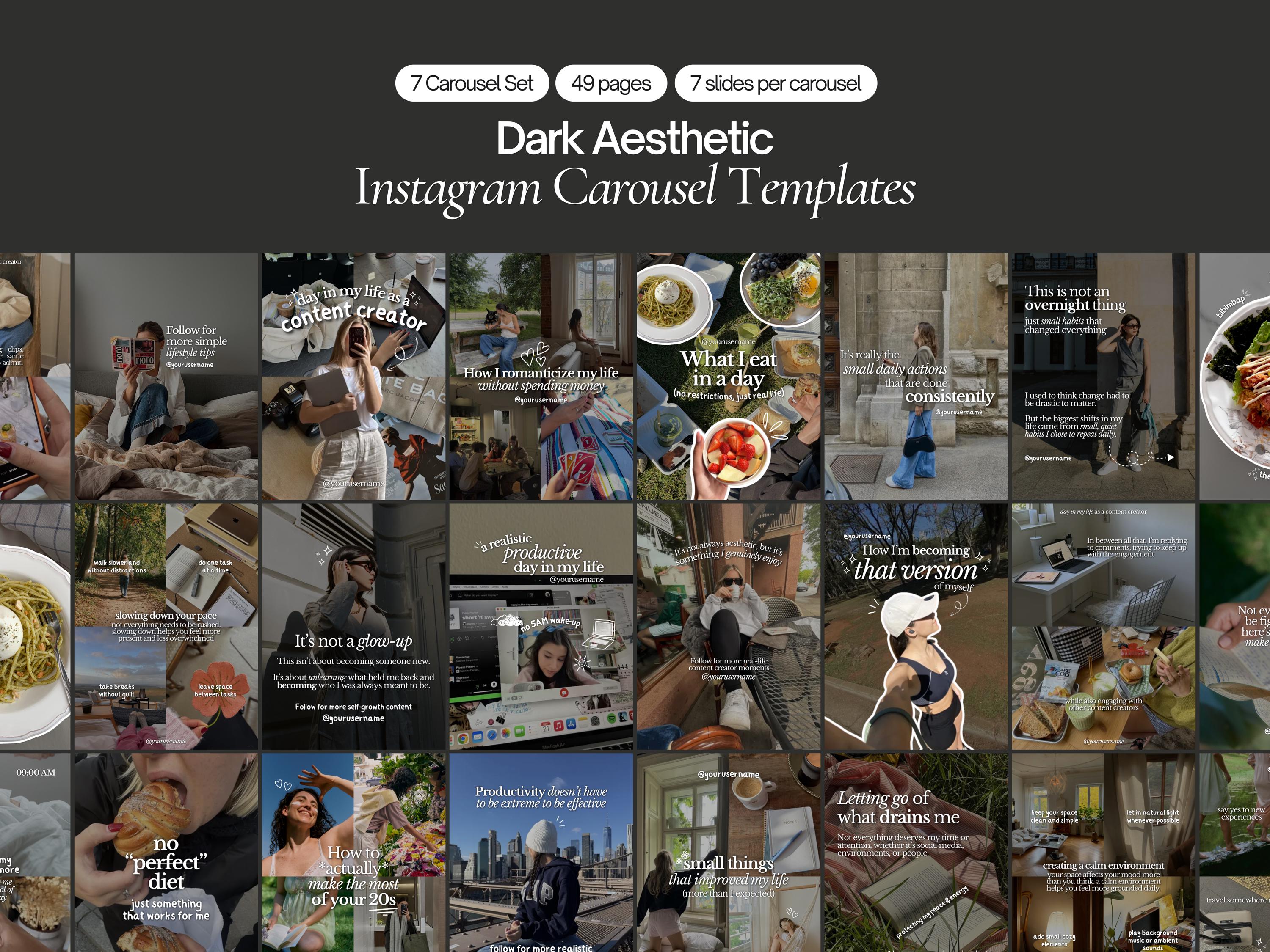 Dark Instagram Carousel Templates, Dark Overlay, Low Exposure IG ...