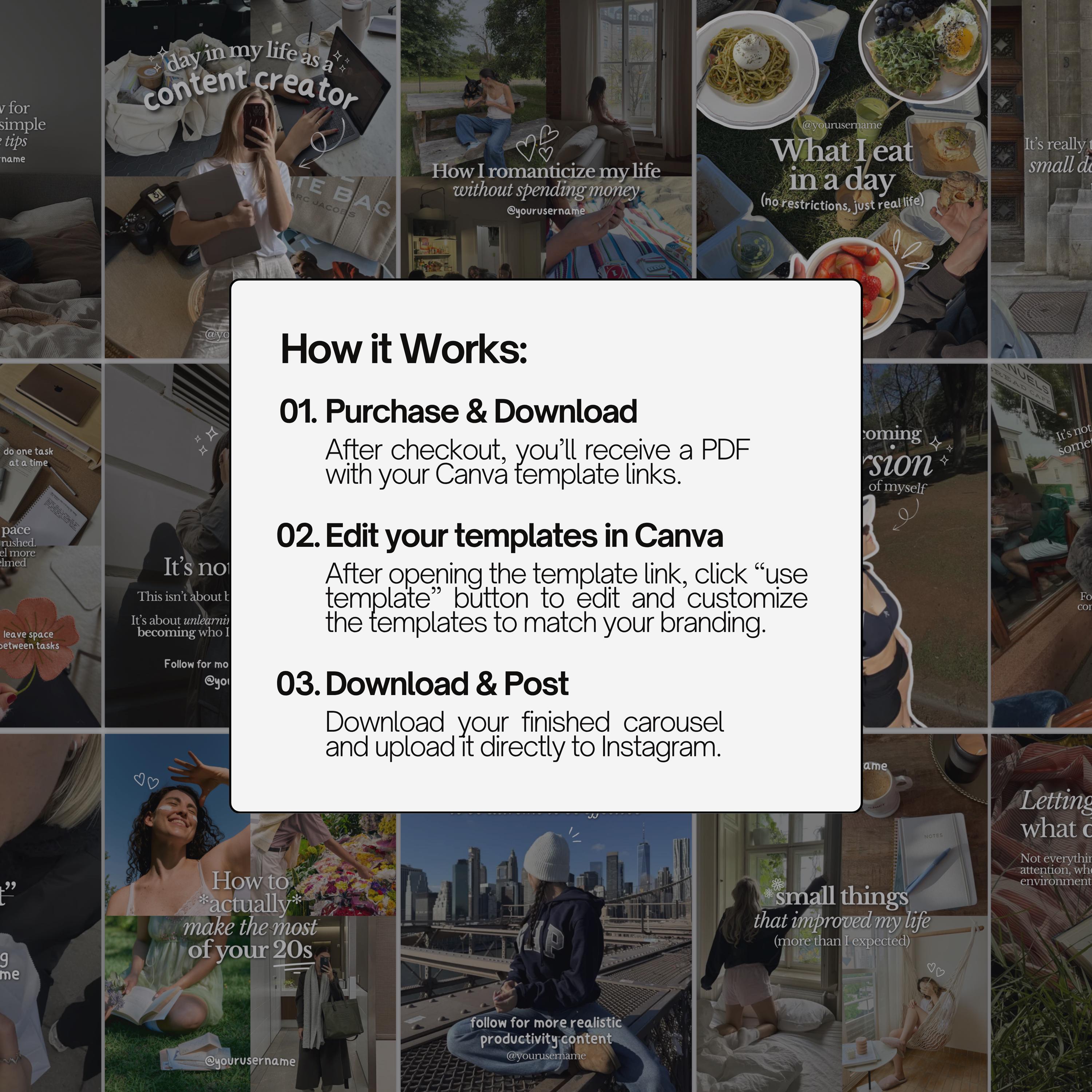 Dark Instagram Carousel Templates, Dark Overlay, Low Exposure IG ...