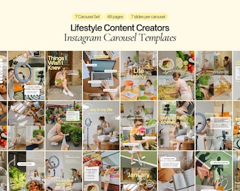Instagram Carousel Templates, Content Creator Posts (Canva, Digital Download