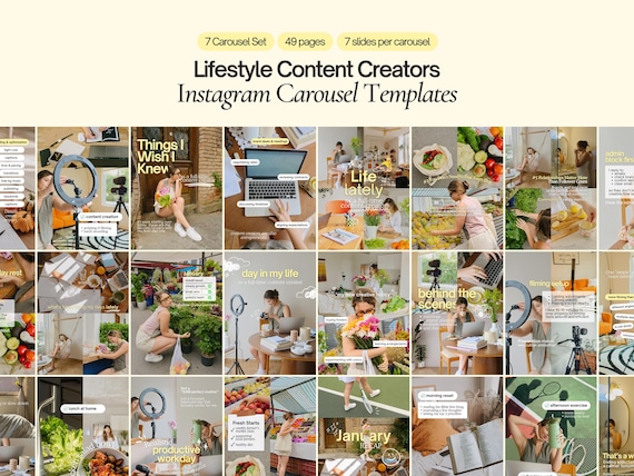 Instagram Carousel Templates, Content Creator Posts (Canva, Digital Download