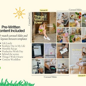 Instagram Carousel Templates, Content Creator Posts (Canva, Digital Download image 7