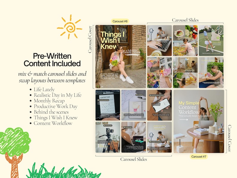 Instagram Carousel Templates, Content Creator Posts (Canva, Digital Download image 7