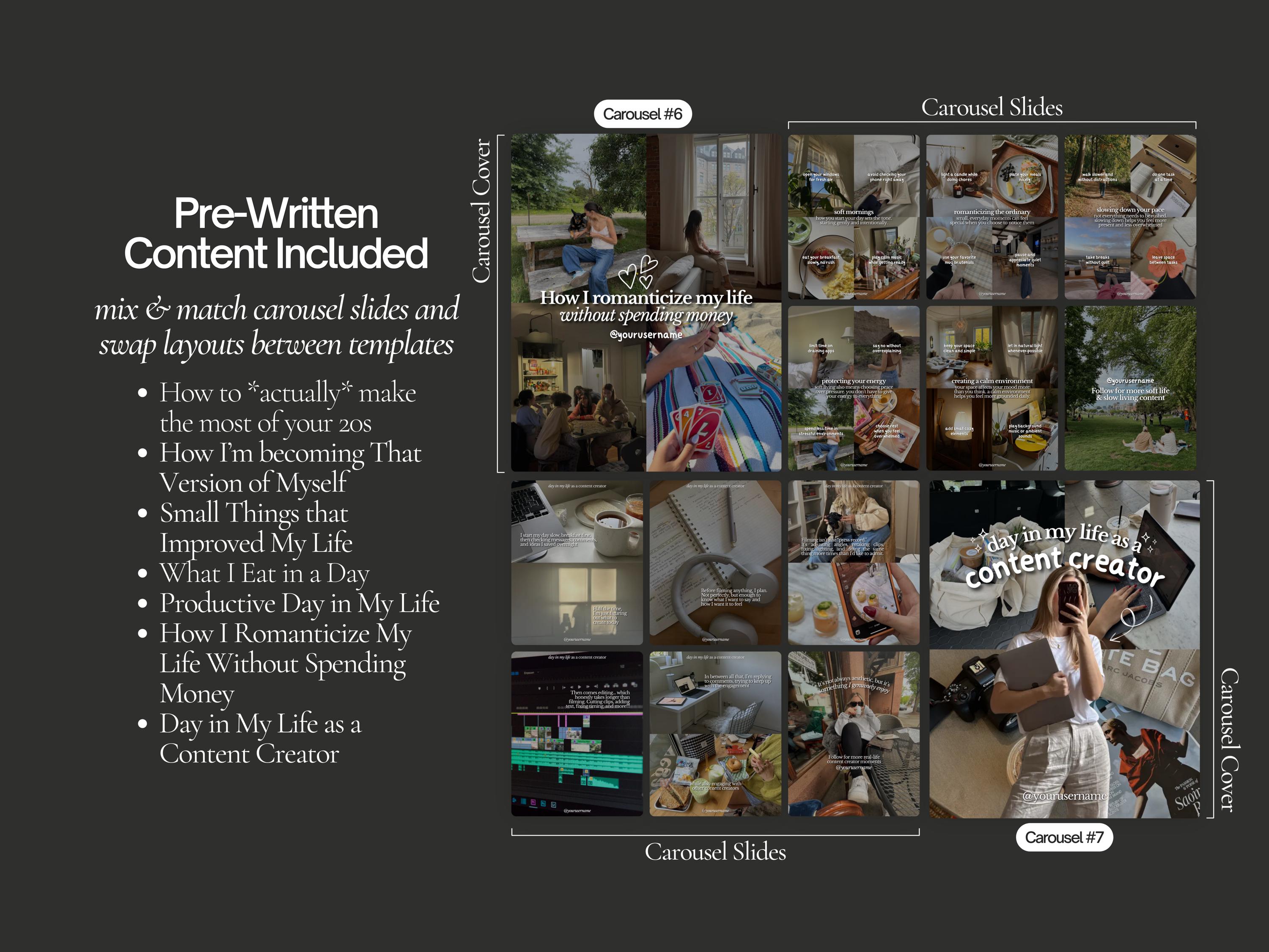 Dark Instagram Carousel Templates, Dark Overlay, Low Exposure IG ...