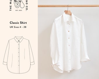Classic Shirt, PDF Sewing Pattern, UK size 4-28