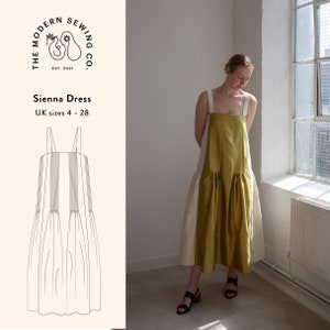 Sienna Dress, PDF Sewing Pattern, UK size 4-28