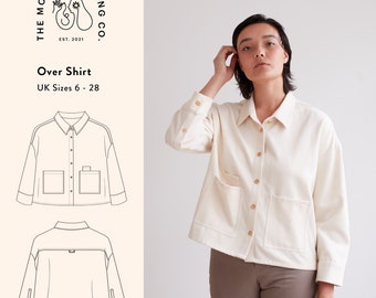 Over Shirt, PDF Sewing Pattern, UK size 6-28
