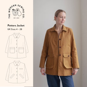 Potters Jacket, PDF Sewing Pattern, Uk size 4-28, US size 0-24, EU size 32-56