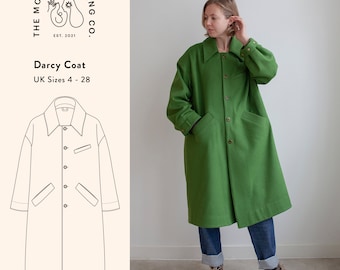 Cappotto Darcy, modello di cucito PDF, taglie UK 4-28, taglie USA 0-24, taglie UE 32-56
