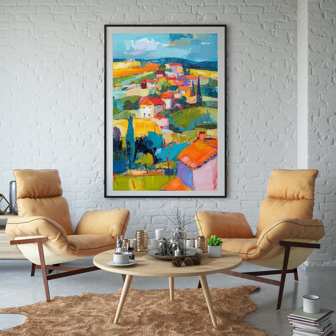 Country Abstract French Countryside Abstract Modern Art Set. Abstract Art Print Set of 3 ...