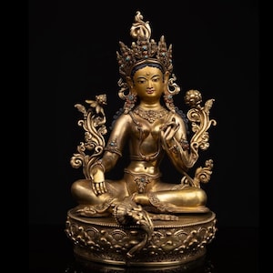 Green Tara Buddha Statue | Tibetan Goddess of Compassion | Detailed Deity Sculpture | Limited High-Quality Religious Statue