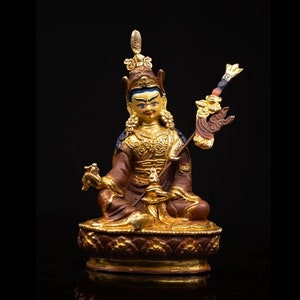 24K Gold Gilded Padmasambhava Statue - Handmade in Nepal
