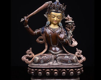 Authentic Manjushree Statue | Beautifully Crafted with Fine Artistry | Intricate Details on Attire and Ornamentation