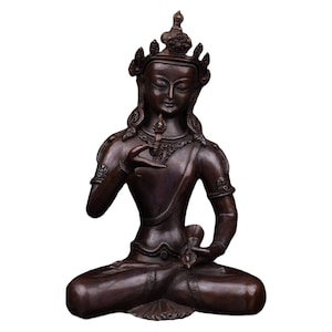 Vajrasattva Statue: 24K Gold Gilded Copper, Nepalese Artisan Made