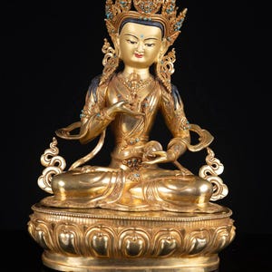 Handcrafted 24K Gold Vajrasattva Statue: Tibetan Buddhist Decor (19.6&quot;)