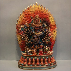 Genuine HandMade High quality Tibetan Statue of Megh Sambara | 24K Pure Full Gold Gilded With Buddhism Budhisattva Protector From Nepal
