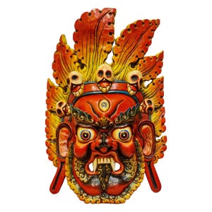 Handcrafted Bhairav Wooden Mask | Wall Hanging Wooden Mask | Hindu Diety | Handmade in Nepal | Ideal for Gift |  Authentic Nepali Art