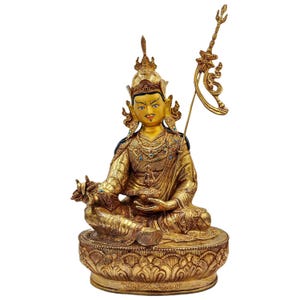 Guru Rinpoche Statue: 24K Gold Gilded Padmasambhava, Dharma Protector