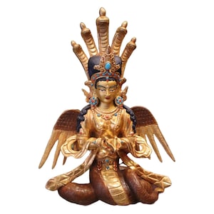 Naga Kanya Serpent Queen Statue | Hindu Buddhist Mysticism, Handmade Ritual Sculpture for Home Shrines & Yoga Rooms | Vastu Protection Idol