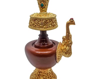 Gold-Plated Copper Bhumpa: Buddhist Ritual Offering Vessel