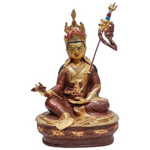 Vintage Guru Rinpoche Statue: 24K Gold Gilded Buddhist Art