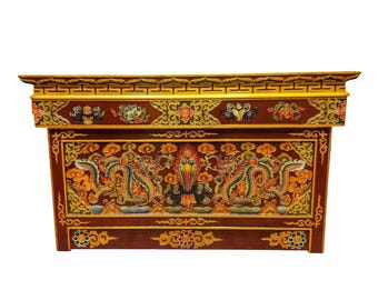 Tibetan Chokchi Complete Auspicious Sings Carved Wooden Foldable