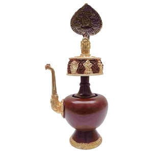 Himalayan Copper Bhumpa Offering Bowl Set: Gold Plated Tibetan Ritual Decor