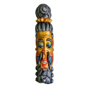 Long Face Wooden Jogi Mask | Wall Hanging Mask | Decorative Wall Hanging Art | Artisan Crafted | Cultural Wall Art | Hand-carved Wood