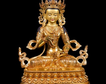 Vajrasattva Statue | Handmade Buddhist Purification Deity | 24K Gold Gilded & Painted
