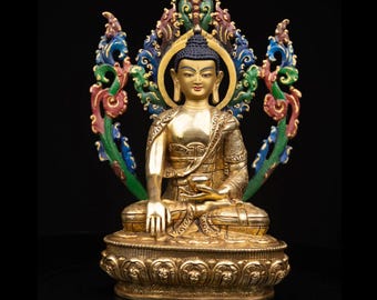 24K 金メッキ初代仏陀釈迦牟尼像 | 最高の悟りを開いた者 | 瞑想