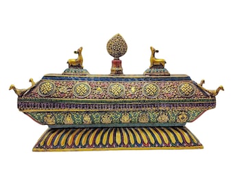 Handcrafted Tibetan Brass Incense Burner: Ritual Censer with Lid