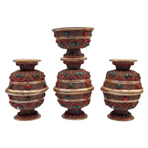 Handcrafted Copper Offering Bowl Set: Buddhist Altar Decor