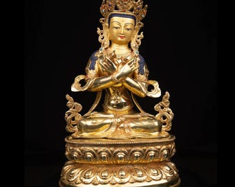 Handcrafted 24K Gold Gilded Vajradhara Statue - Tibetan Design