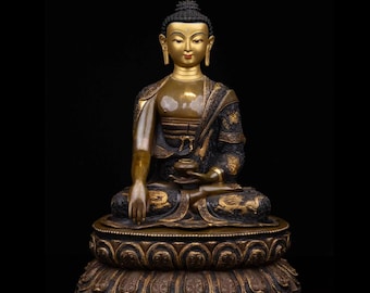 Elegant Shakyamuni Buddha Statue | Handcrafted Buddhist Sculpture | Divine Peace and Serenity | Intricately Carved Buddha