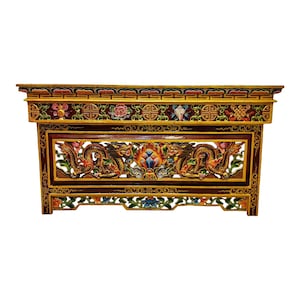 Handcrafted Tibetan Foldable Table | Intricate Hand-Painted Design | Traditional Tibetan Furniture | Boho Decor | Unique Accent Piece