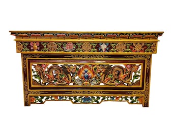 Handcrafted Tibetan Foldable Table: Intricate Hand-Painted Boho Decor