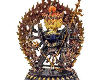 Chakrasamvara Deity Sculpture: 24K Gold Gilded Copper Statue