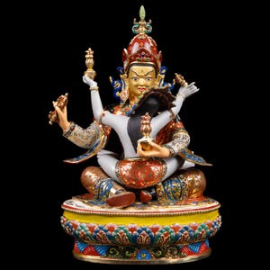 Padmasambhava Guru Rinpoche Statue | 24K Gold Gilded & Hand-Painted | Tibetan Buddhist Art | Lotus-Born Master from Nepal