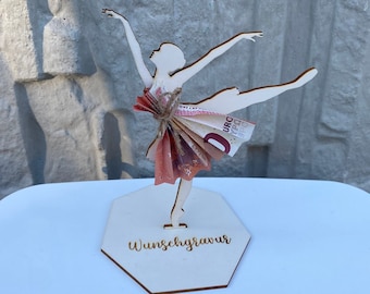 Ballerina money gift | made of wood | personalized gift for birthday, baptism, communion