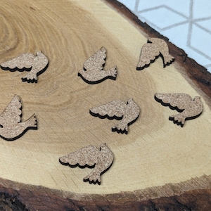 Doves made of cork scattered decoration for baptism / communion / confirmation image 1