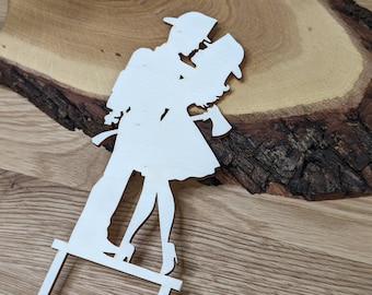Caketopper pareja de bomberos - ideal para bodas, aniversarios y más - caketopper de madera personalizado