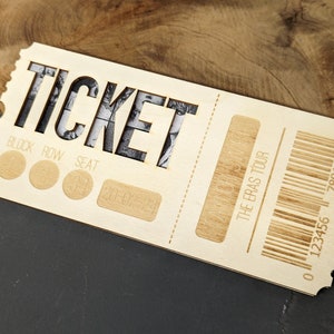 Embalagem de presente para ingressos de concerto - para ingressos de 21 x 8 cm - embalagem de madeira - display - aniversário / comunhão / confirmação - personalizado