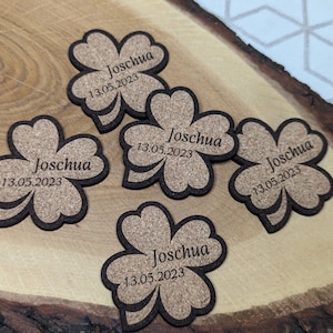 Cork cloverleaf Personalized table decoration Baptism / Confirmation / Communion / Birthday Personalized scatter decoration image 1