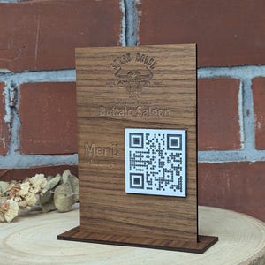 QR Code Stand - Menu Website Social Media - personalized - for restaurants, shops and self-employed - Table Stand Sign