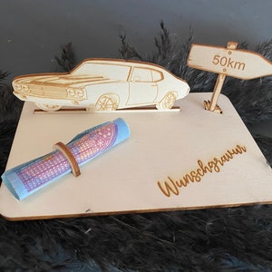 Oldtimer Geldgeschenk | aus Holz | personalisiertes Geschenk für Geburtstag