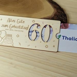 Embalagem de voucher para presente - embalagem de madeira - display - aniversário / comunhão / confirmação - personalizada