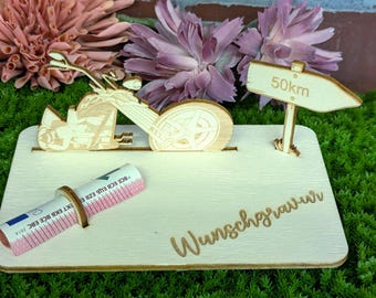 Cadeau moto/chopper en argent | en bois | cadeau personnalisé pour anniversaire