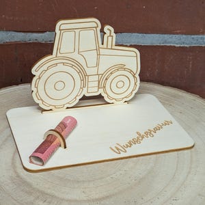 Tractor money gift - wooden packaging - display - birthday / communion / confirmation / other festivities - personalized