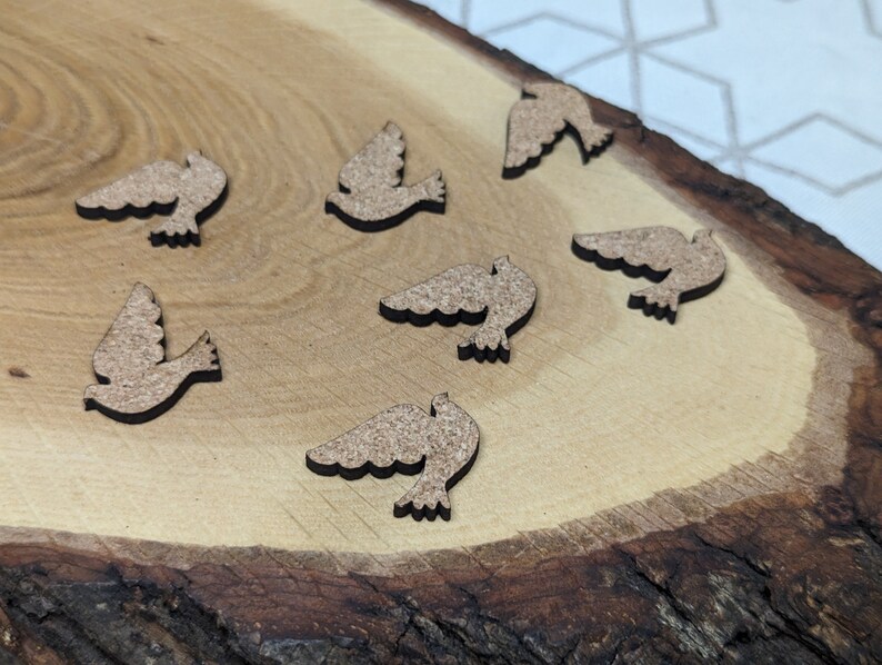 Doves made of cork scattered decoration for baptism / communion / confirmation image 4