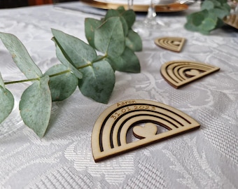 Decoración de mesa personalizada - arcoíris de madera - bautismo / confirmación / comunión / cumpleaños - decoración personalizada para esparcir -